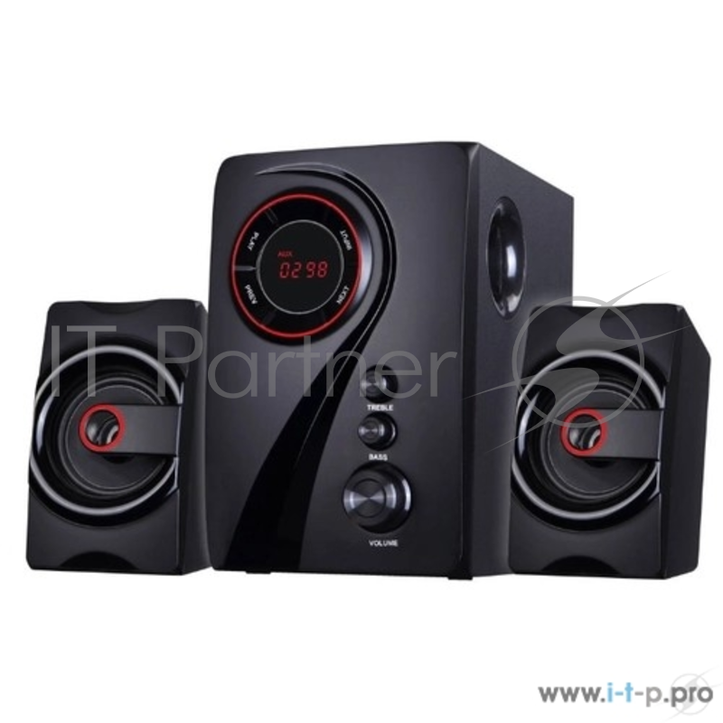 Мультимедийная акустическая система GINZZU GM-406 2.1 с Bluetooth. Выходная мощность (RMS) 40 Вт. Диапазон воспроизводимых частот: 40Гц - 20КГц. Bluetooth: V2.1. Встроенный аудио-плеер: SD-card, USB-flash до 32 ГБ. FM радио: 87.5МГц - 108.0МГц