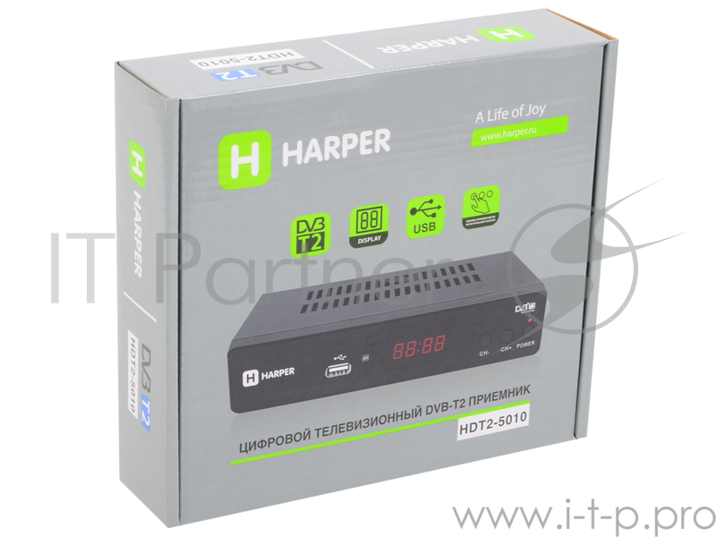 Ресивер DVB-T2 HARPER HDT2-5010, черный