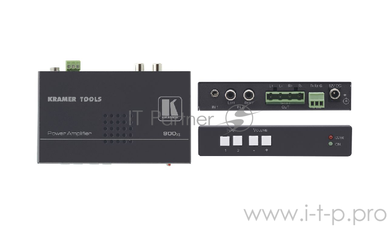 Стереофонический усилитель мощности Kramer Electronics 900XL с небалансными входами и управлением по RS-232, 2х10 Вт, 60dB, 25kHz.
