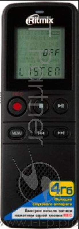 Диктофон RITMIX RR-810 4Gb Black 4Гб, диктофон, сегментный дисплей, 4 режима записи - HQ, SP, LP, NC, формат записи WAV, питание батреи 2*ААА, разъем для внешнего микрофона (идет в комплекте),чехол, ремешок