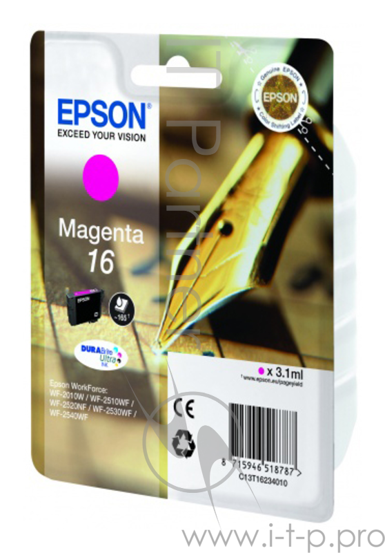 Струйный картридж EPSON (C13T16234012/C13T16234010) T1623 для WF2010 пурпурный стандартной емкости