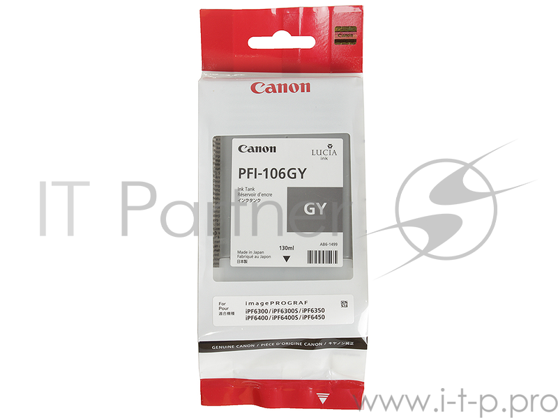 Картридж струйный Canon PFI-106 GY серый для iPF6300S/6400/6450 (6630B001)