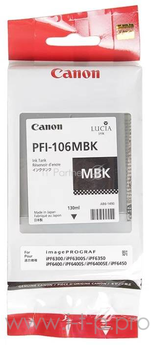 Картридж струйный Canon PFI-106 MBK черный матовый для iPF6300S/6400/6450 (6620B001)