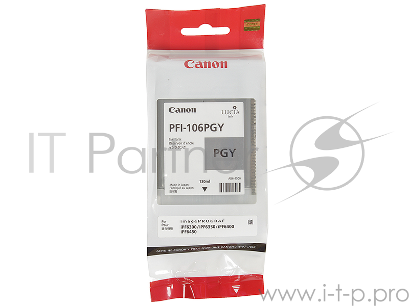 Картридж струйный Canon PFI-106 PGY фото серый для iPF6400/6450 (6631B001)