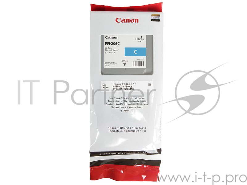 Расходные материалы Canon PFI-206C 5304B001 Картридж для iPF6400/6450, Голубой, 300ml