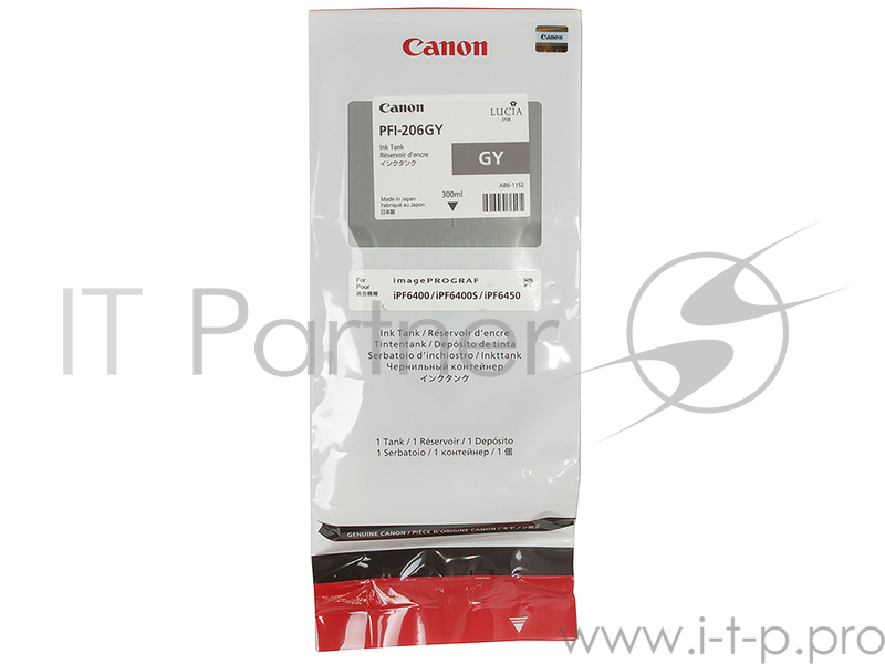 Расходные материалы Canon PFI-206GY 5312B001 Картридж для iPF6400/6450, Серый, 300ml