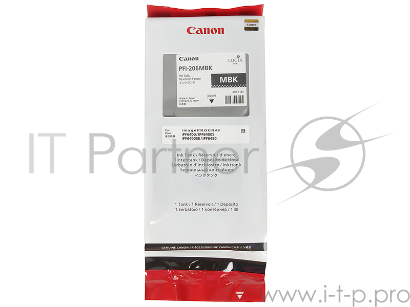 Расходные материалы Canon PFI-206MBk 5302B001 Картридж для iPF6400/6450, Черный Матовый, 300ml