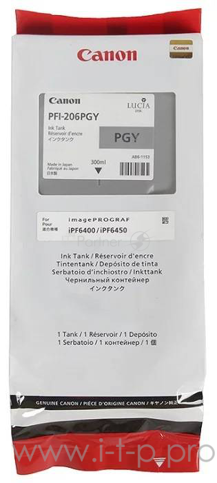Картридж струйный Canon PFI-206 PGY фото серый для iPF6400/6450 (5313B001)