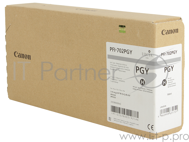 Картридж струйный Canon PFI-702 PGY фото серый для iPF9100 (2222B005)
