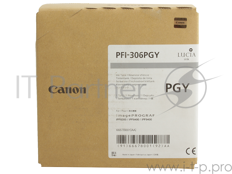 Картридж струйный Canon PFI-306 PGY фото серый для iPF8400/9400 (6667B001)