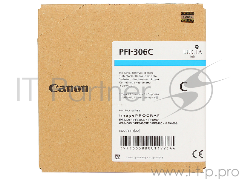 Картридж струйный Canon PFI-306 C голубой для iPF8300S/8400/9400S/9400 (6658B001)