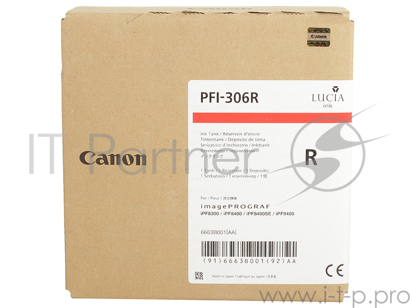 Картридж струйный Canon PFI-306 R красный для iPF8400/9400 (6663B001)