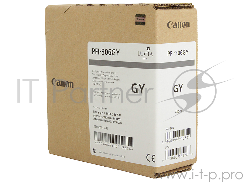 Картридж струйный Canon PFI-306 GY серый для iPF8300S/8400/9400S/9400 (6666B001)