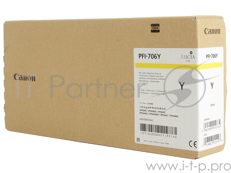 Картридж струйный Canon PFI-706 Y желтый для iPF8300S/8400/9400S/9400 (6684B001)