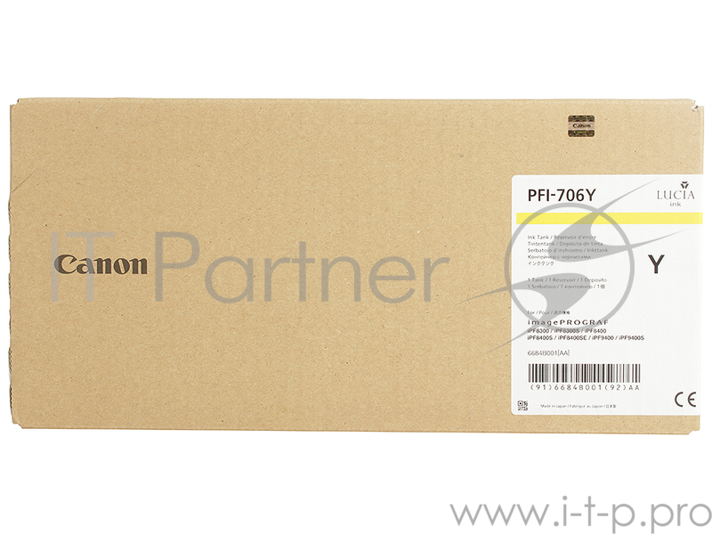 Картридж струйный Canon PFI-706 Y желтый для iPF8300S/8400/9400S/9400 (6684B001)