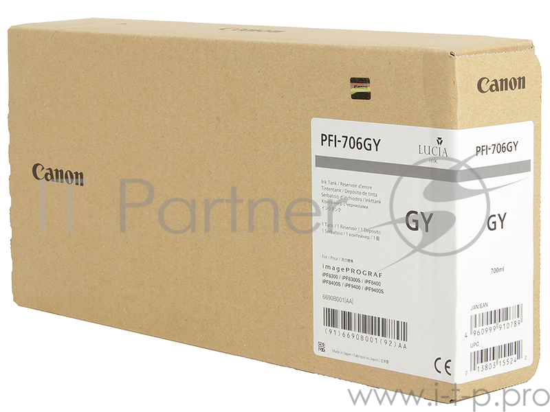 Картридж струйный Canon PFI-706 GY серый для iPF8300S/8400/9400S/9400 (6690B001)