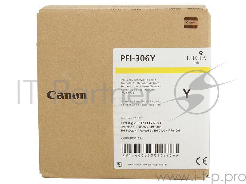 Картридж струйный Canon PFI-306 Y желтый для iPF8300S/8400/9400S/9400 (6660B001)