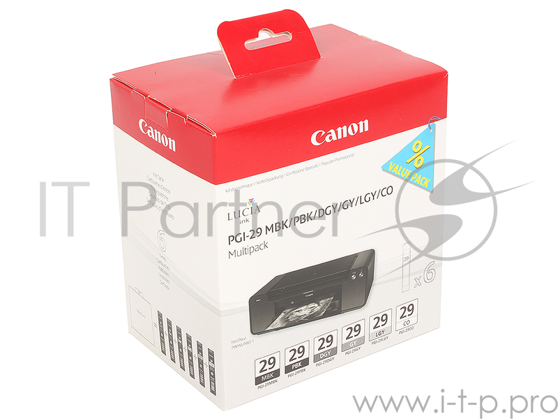 Картридж CANON PGI-29 MBK MULTIPACK для Pixma Pro 1 (матовый черный, фото-черный, темно-серый, серый, светло-серый)