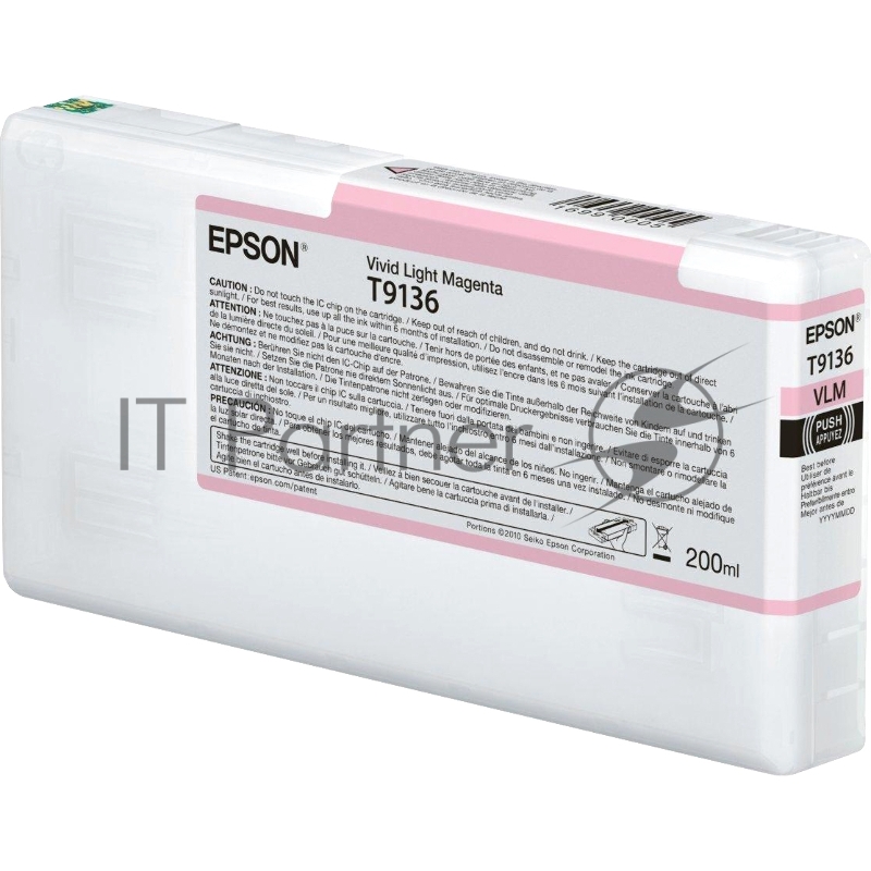 Картридж Epson T9136 Vivid Light Magenta со светло-пурпурными чернилами (200ml) для плоттеров SC-P5000 (C13T913600)