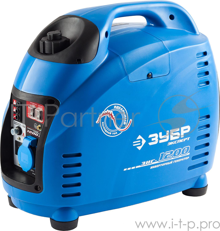 Генераторы, Блоки автоматики Генератор ЗУБР ПРОФЕССИОНАЛ ЗИГ-1200 инверторный, однофазный (220В), 4-тактный, низкий уровень шума, с-ма Эл-интелект, 1200/1000Вт