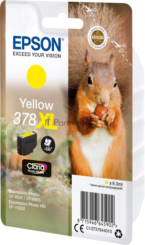 Картридж струйный Singlepack Yellow 378XL Claria Photo HD Ink