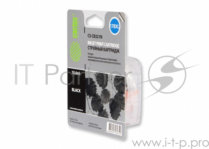 Картридж струйный Cactus CS-CB321N черный для №178XL HP PhotoSmart B8553/C5383/C6383/D5463 (30ml)