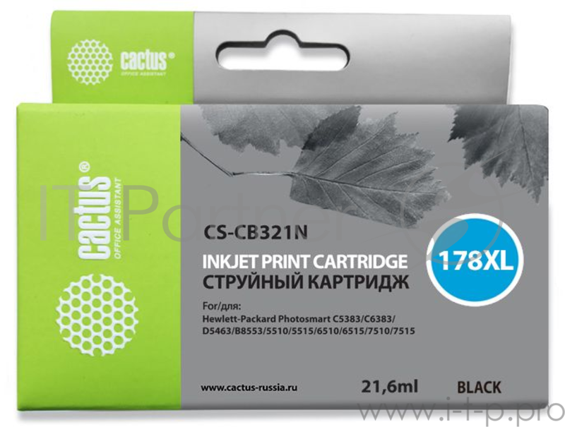 Картридж струйный Cactus CS-CB321N черный для №178XL HP PhotoSmart B8553/C5383/C6383/D5463 (30ml)