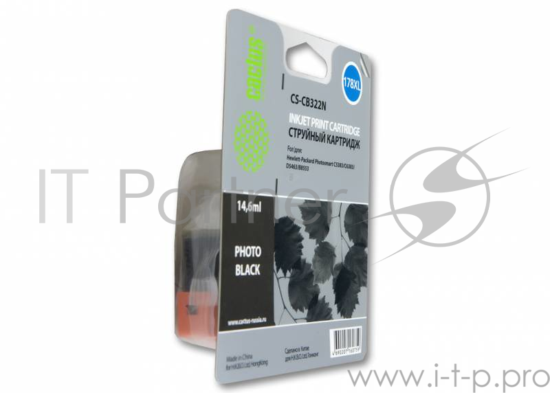 Картридж струйный Cactus CS-CB322N фото черный для №178XL HP PhotoSmart B8553/C5383/C6383/D5463 (12m