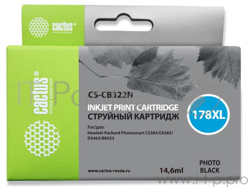 Картридж струйный Cactus CS-CB322N фото черный для №178XL HP PhotoSmart B8553/C5383/C6383/D5463 (12m