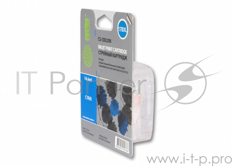 Картридж струйный Cactus CS-CB323N голубой для №178XL HP PhotoSmart B8553/C5383/C6383/D5463 (14,6)