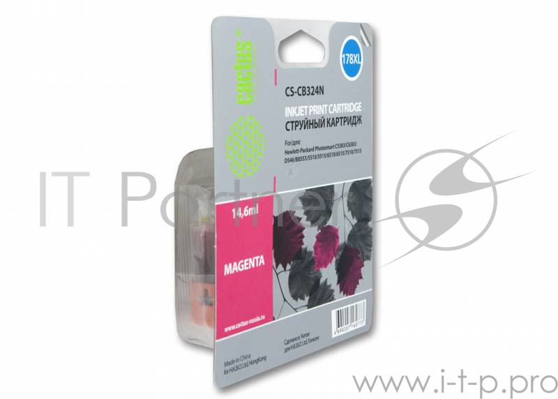 Картридж струйный Cactus CS-CB324N пурпурный для №178XL HP PhotoSmart B8553/C5383/C6383/D5463 (14,6m