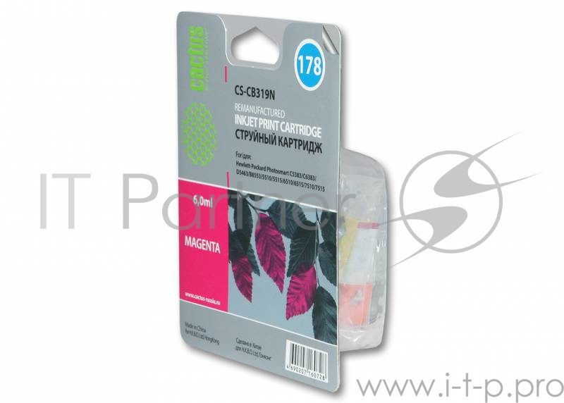 Картридж струйный Cactus CS-CB319N пурпурный для №178 HP PhotoSmart B8553/C5383/C6383/D5463 (6ml)