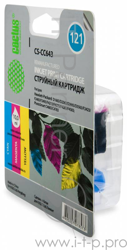 Картридж струйный Cactus CS-CC643 многоцветный для №121 HP DeskJet D1663/D2563/F2423F4275/F4283 (12m