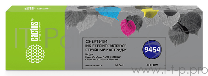 Картридж струйный Cactus CS-EPT9454 желтый (66мл) для Epson WF-C5290DW/WF-C5790DW