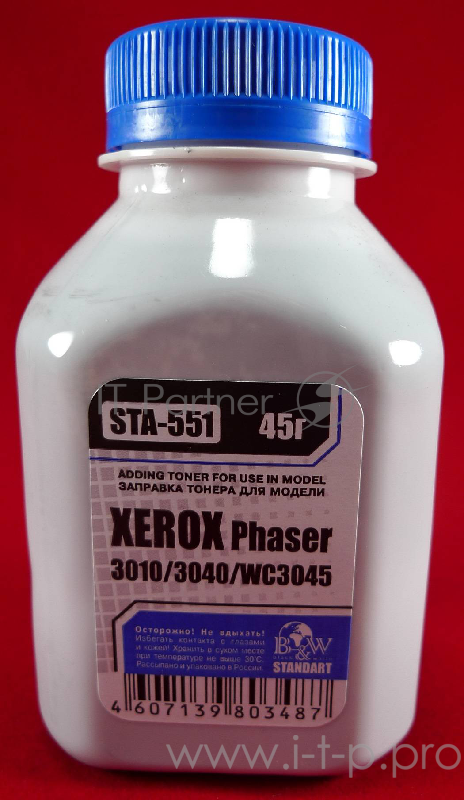 Тонер XEROX Phaser 3040/3010/WC 3045 (фл, 45г) B&W Standart фас России