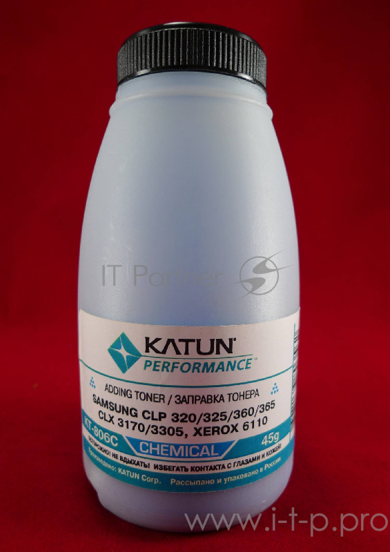 Тонер SAMSUNG CLP 320/325/360/365, CLX 3170/3305, Xerox 6110 cyan, химический (фл.45г.) Katun фас. Россия
