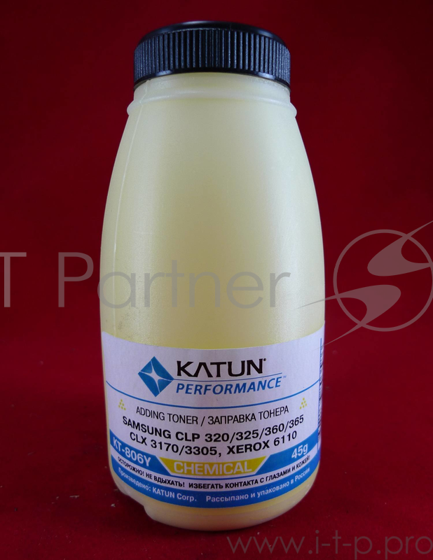 Тонер SAMSUNG CLP 320/325/360/365, CLX 3170/3305, Xerox 6110 yellow, химический (фл.45г.) Katun фас. Россия