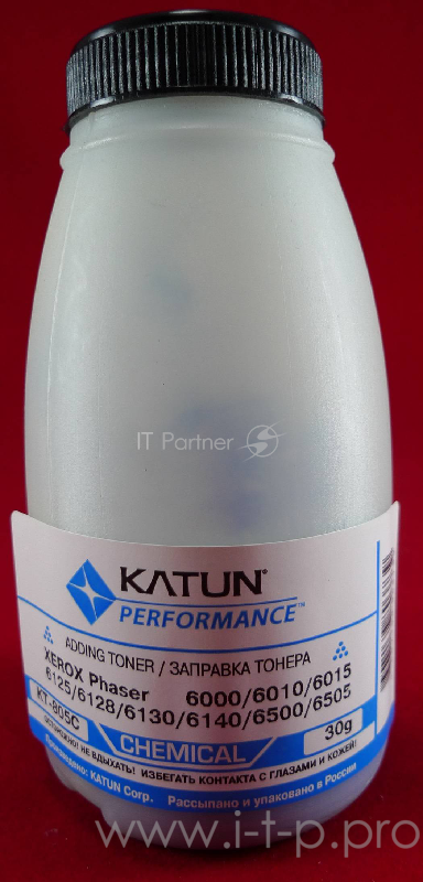Тонер XEROX Phaser 6000/6010/6015/6125/6128/6130/ Cyan, химический (фл.30г.) Katun фас. России