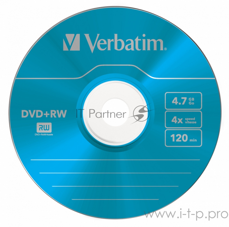 Диск DVD+RW 4.7ГБ 4x Verbatim 43297, Slim, цветные (5шт./уп.)