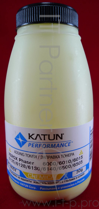 Тонер XEROX Phaser 6000/6010/6015/6125/6128/6130/ Yellow, химический (фл.30г.) Katun фас. России