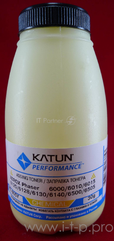Тонер XEROX Phaser 6000/6010/6015/6125/6128/6130/ Yellow, химический (фл.30г.) Katun фас. России