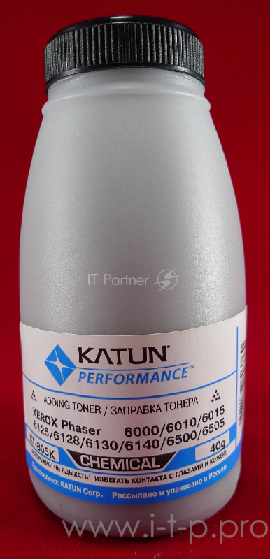 Тонер XEROX Phaser 6000/6010/6015/6125/6128/6130/ Black, химический (фл.40г.) Katun фас. России