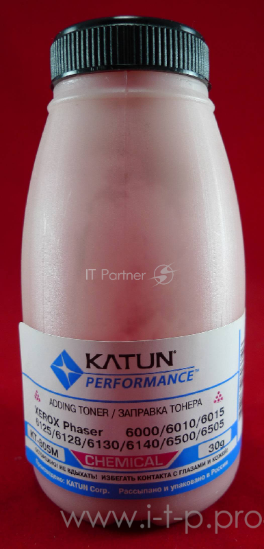 Тонер XEROX Phaser 6000/6010/6015/6125/6128/6130/ Magenta, химический (фл.30г.) Katun фас. России