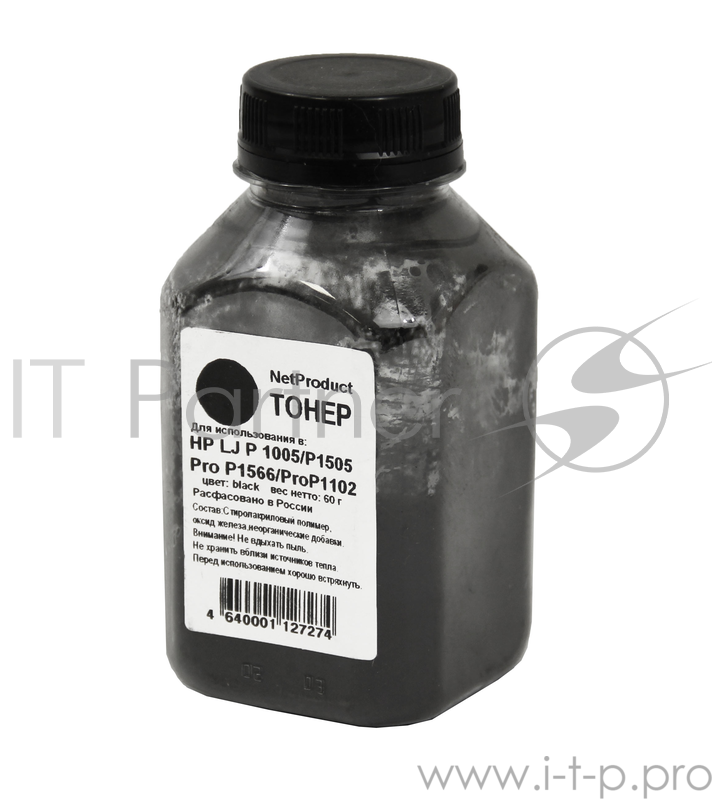 Тонер HP LJ P1005/P1505/ProP1566/ProP1102 (NetProduct) 60 г, банка