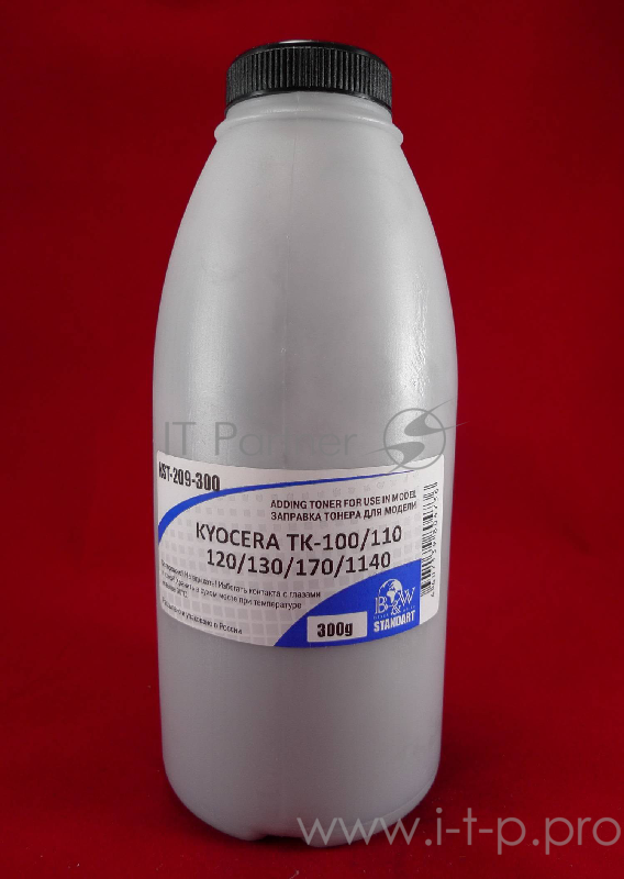 Тонер Kyocera TK-100/110/120/130/170/1140, FS-720/820/920/1016MFP/1116MFP M2035/M2535 (фл. 300г) B&W Standart фас Россия