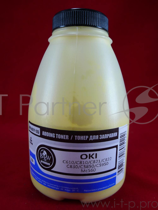 Тонер OKI C610/C810/C821/C822/C830/C5850 Yellow (фл., 135г) B&W Premium (Tomoegawa) - фас.России