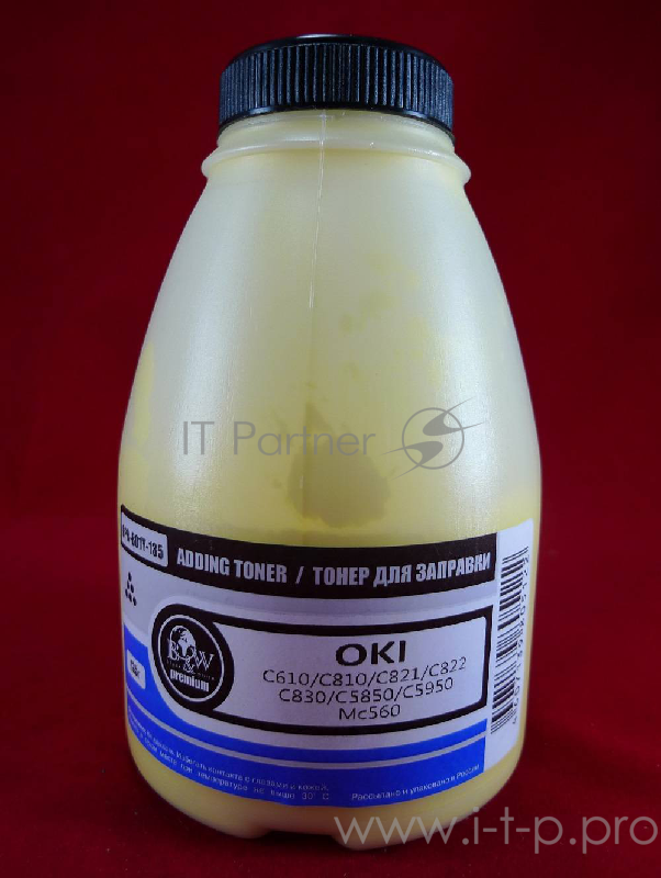 Тонер OKI C610/C810/C821/C822/C830/C5850 Yellow (фл., 135г) B&W Premium (Tomoegawa) - фас.России