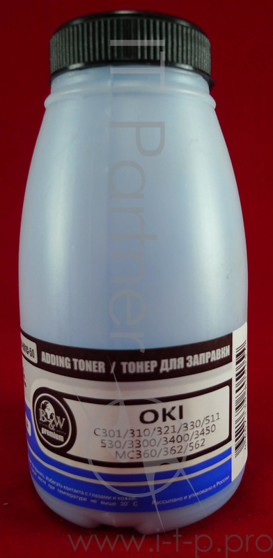 Тонер OKI C301/C321/C310/C330/C331/C510/ Cyan (фл., 50г) B&W Premium (Tomoegawa) - фас.России
