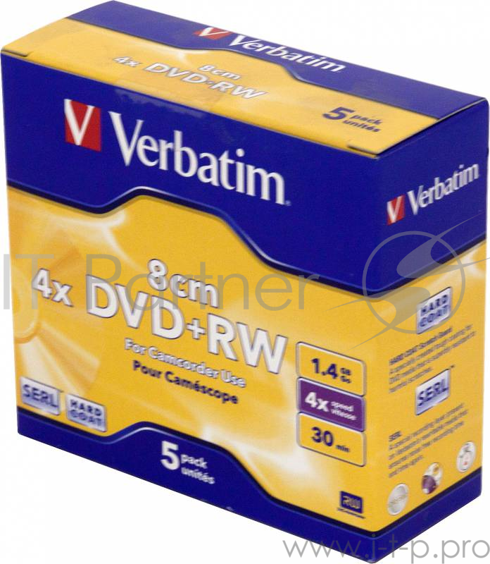 Диск DVD+RW 8см 1.4ГБ 1x-4x Verbatim 43565 (5шт./уп.)