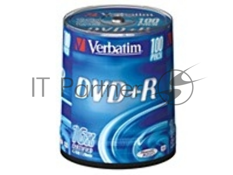 Диск DVD+R 4.7ГБ 16x Verbatim 43551, пласт.коробка, на шпинделе (100шт./уп.)
